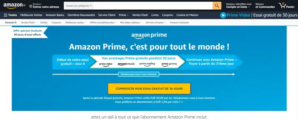 L'écosystème Amazon Prime est composé d'au moins 5 sites différents