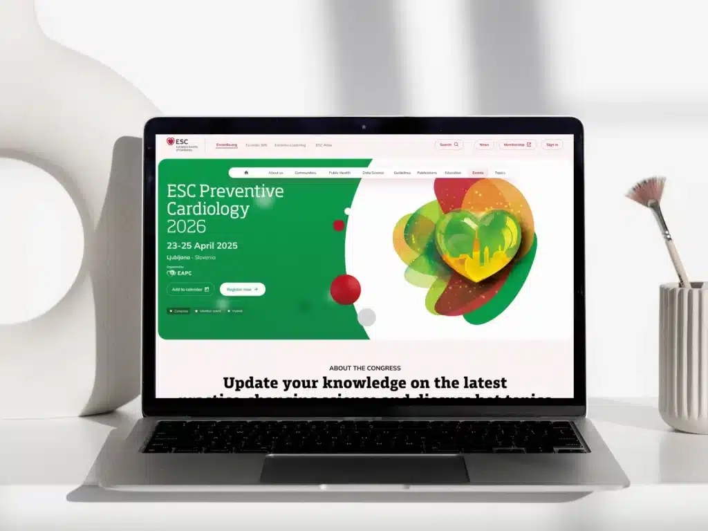 Les événements ont été particulièrement travaillés afin de proposer un parcours intuitif et un design agréable pour la refonte du site international Escardio.