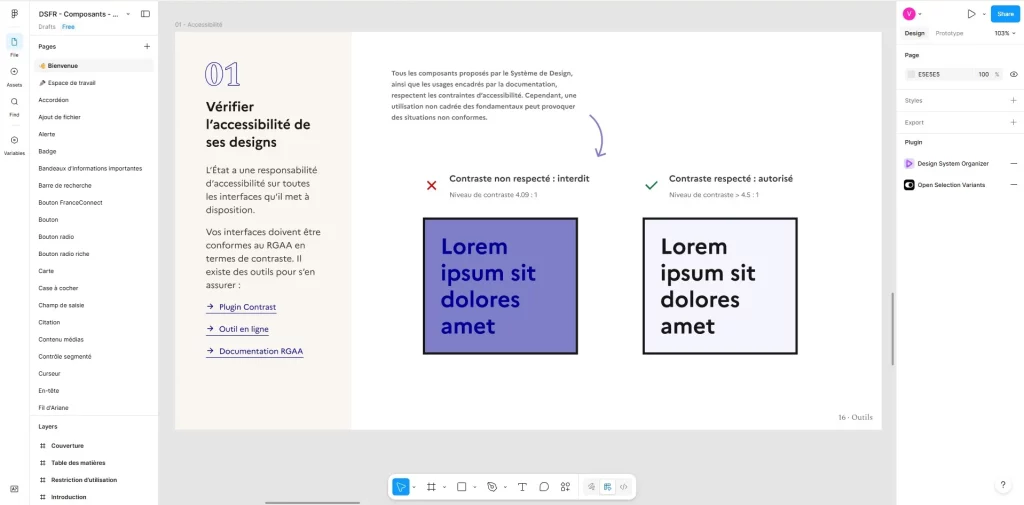 Les règles d'accessibilité sont clairement définies dans le Design System du gouvernement français.
