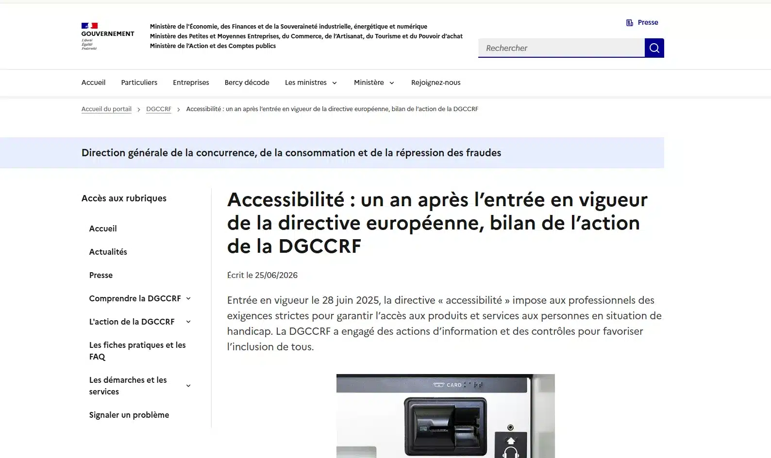  Le 4ème article de la revue de presse UX d'octobre 2026 date du 25 juin 2026 et a été publié par le site officiel du gouvernement français.