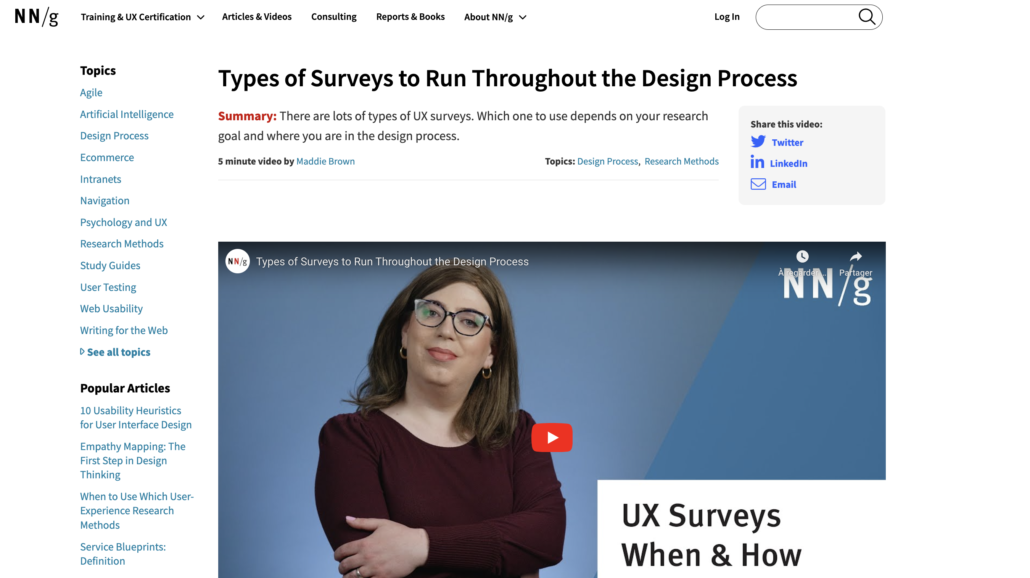 Le premier article de la revue de presse UX de Ludotic est en anglais et s'intitule : "Types of surveys to run throughout the design process"